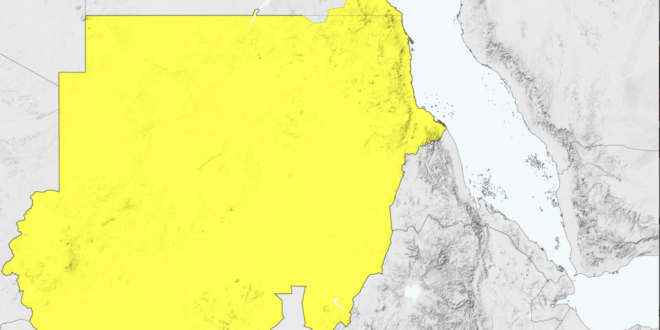 Screenshot 2025-03-29 at 5.07.56 PM A topographical map shows Sudan, highlighted in yellow.